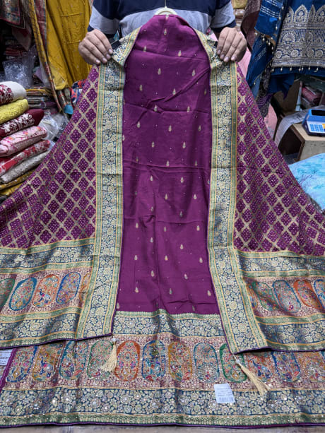 Rajwada Silk with handwork and Position print