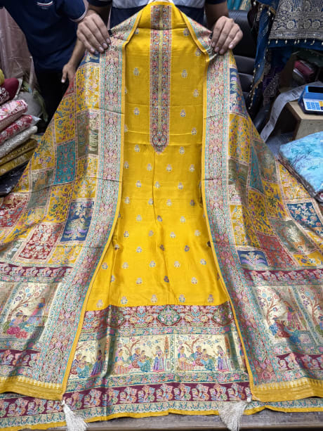 Designer Rajwada Silk Position Print front and back