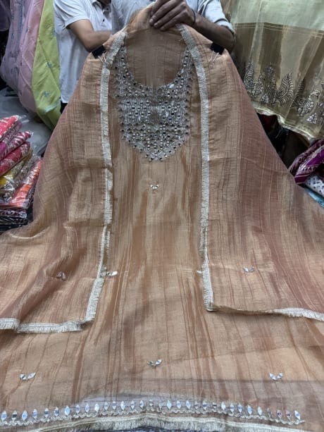 Elegant Shimmer Crush with Mirror Work
