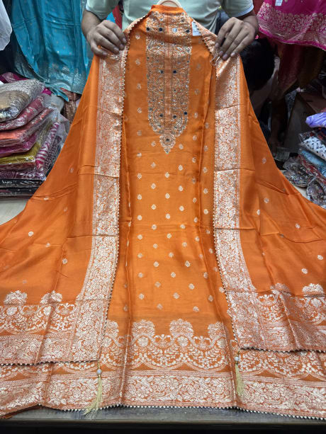 Banarsi Silk with designer neck and boder 