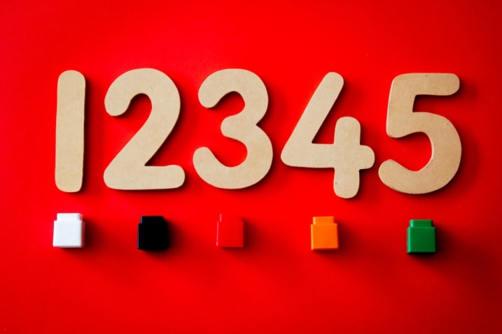 Image of numbers 1 through 5 on red background. Photo by Magda Ehlers from Pexels