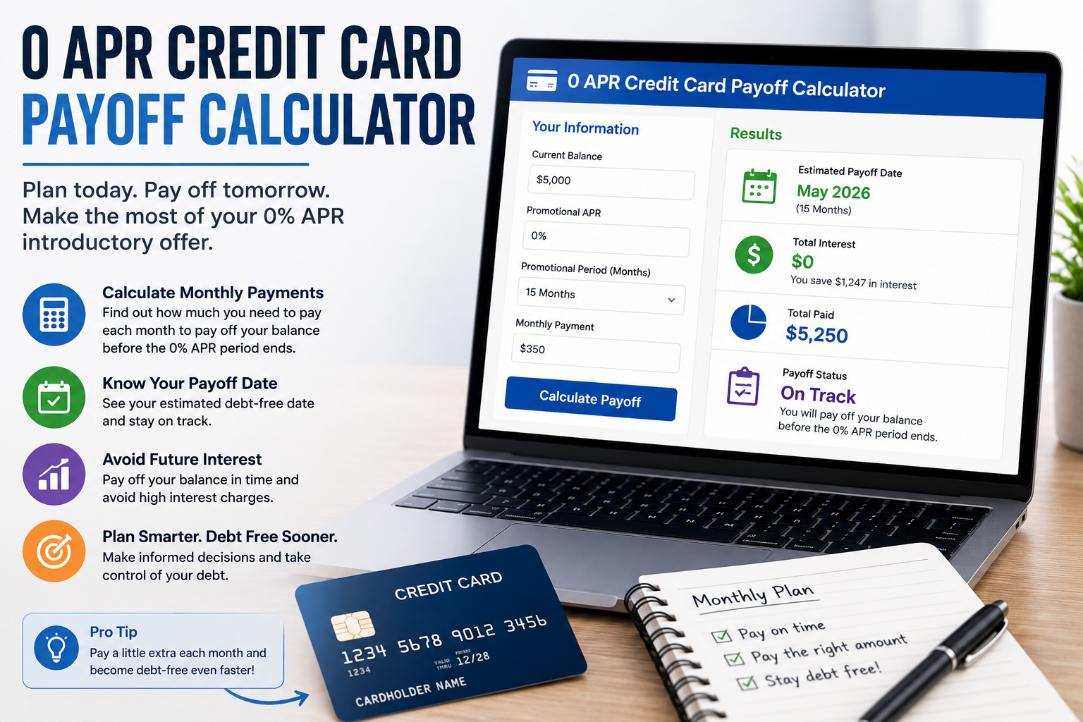 0 APR Credit Card Payoff Calculator