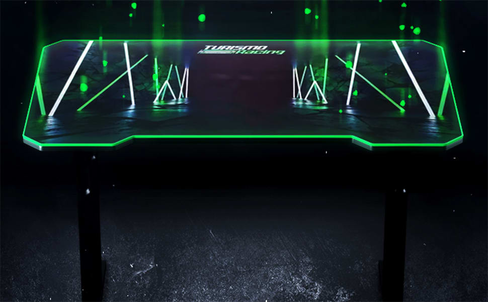 Green Autodromo GAMING DESK With LED Lighting - Turismo Racing