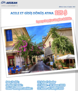Aegean Havayolları ile Atina 105 USD'den Başlayan Fiyatlarla!