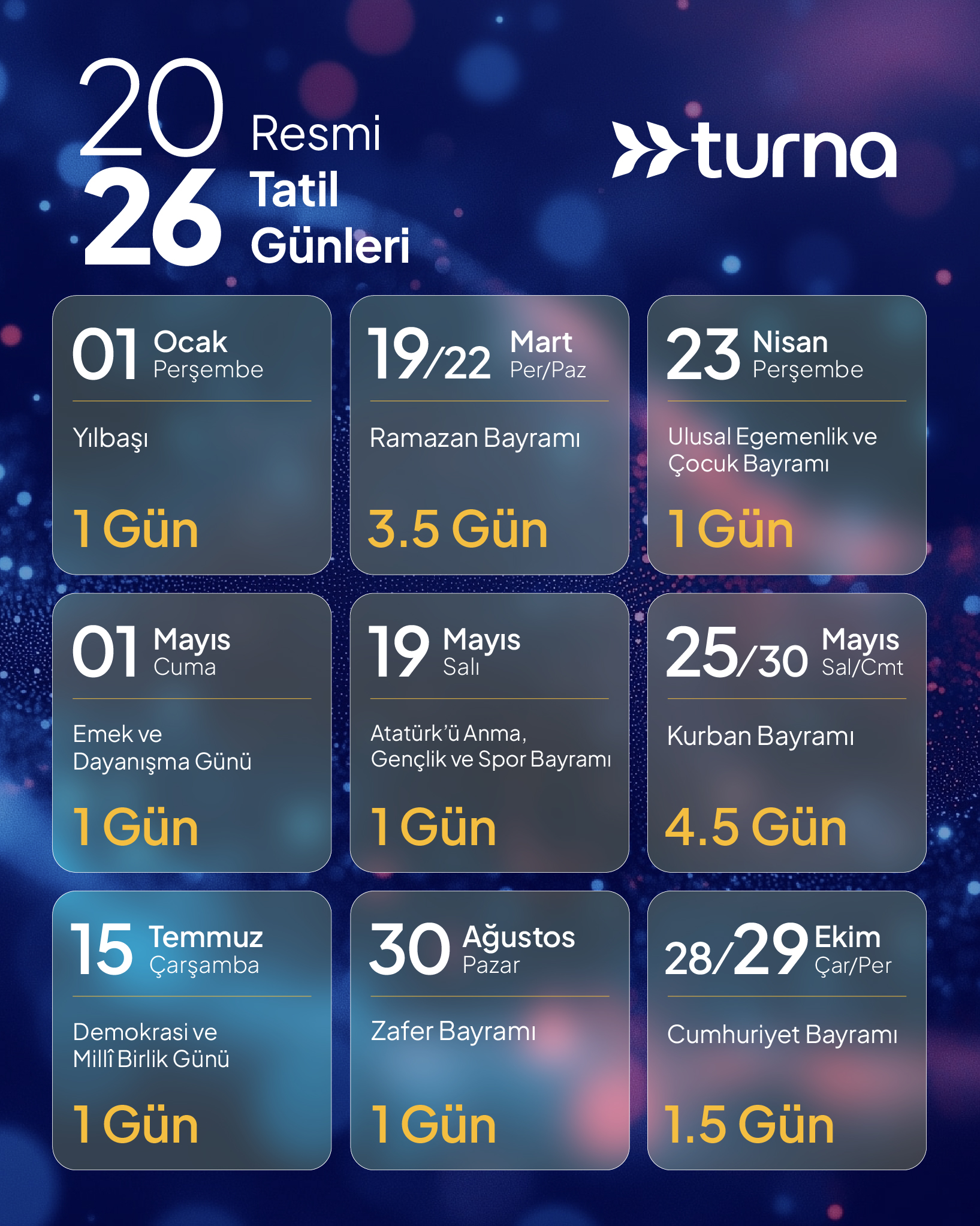 2026 Tatil Tablosu