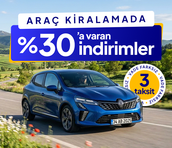 Araç Kiralamada %30'a varan İndirimler 