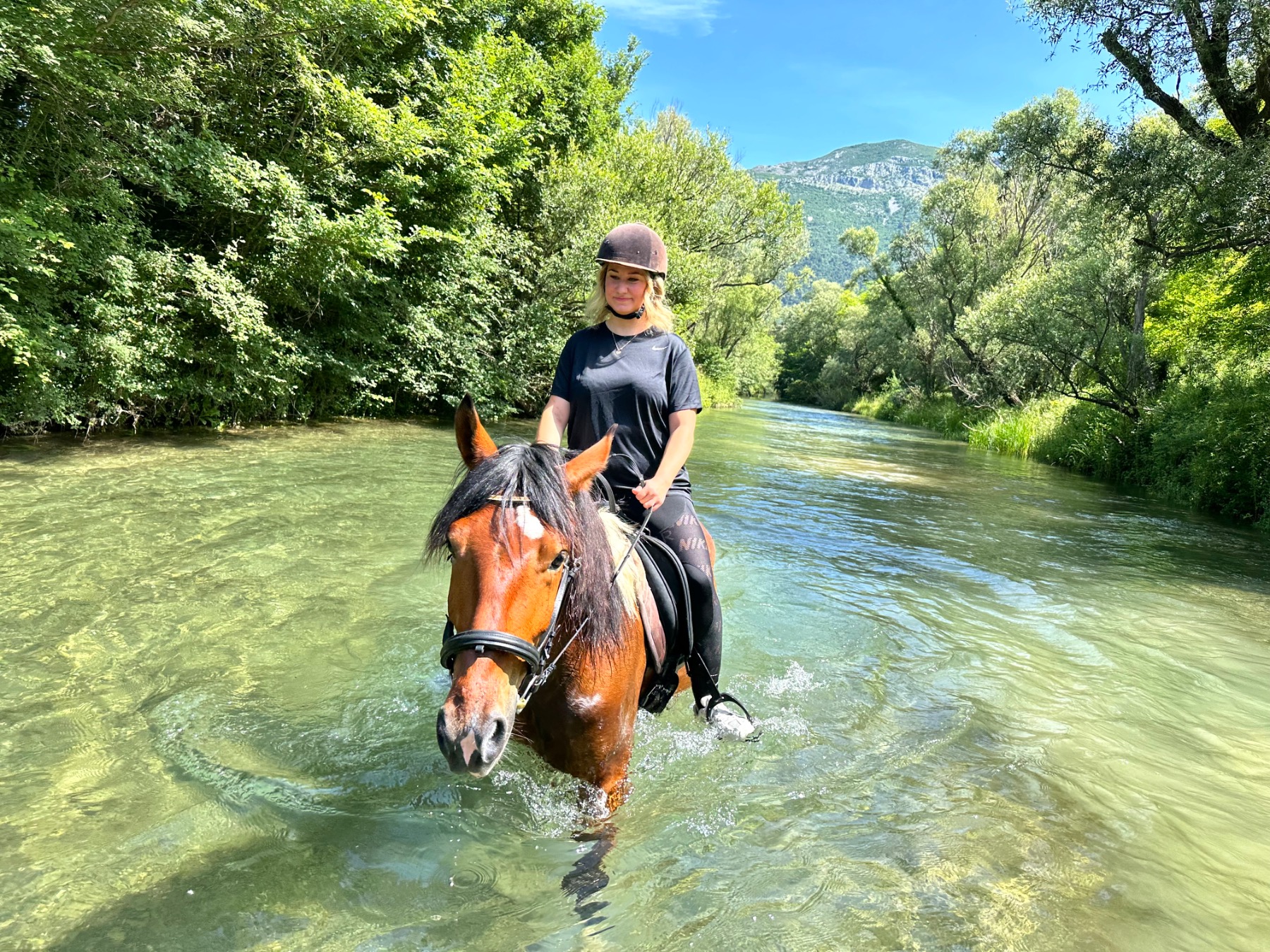 Horseback Riding Through River