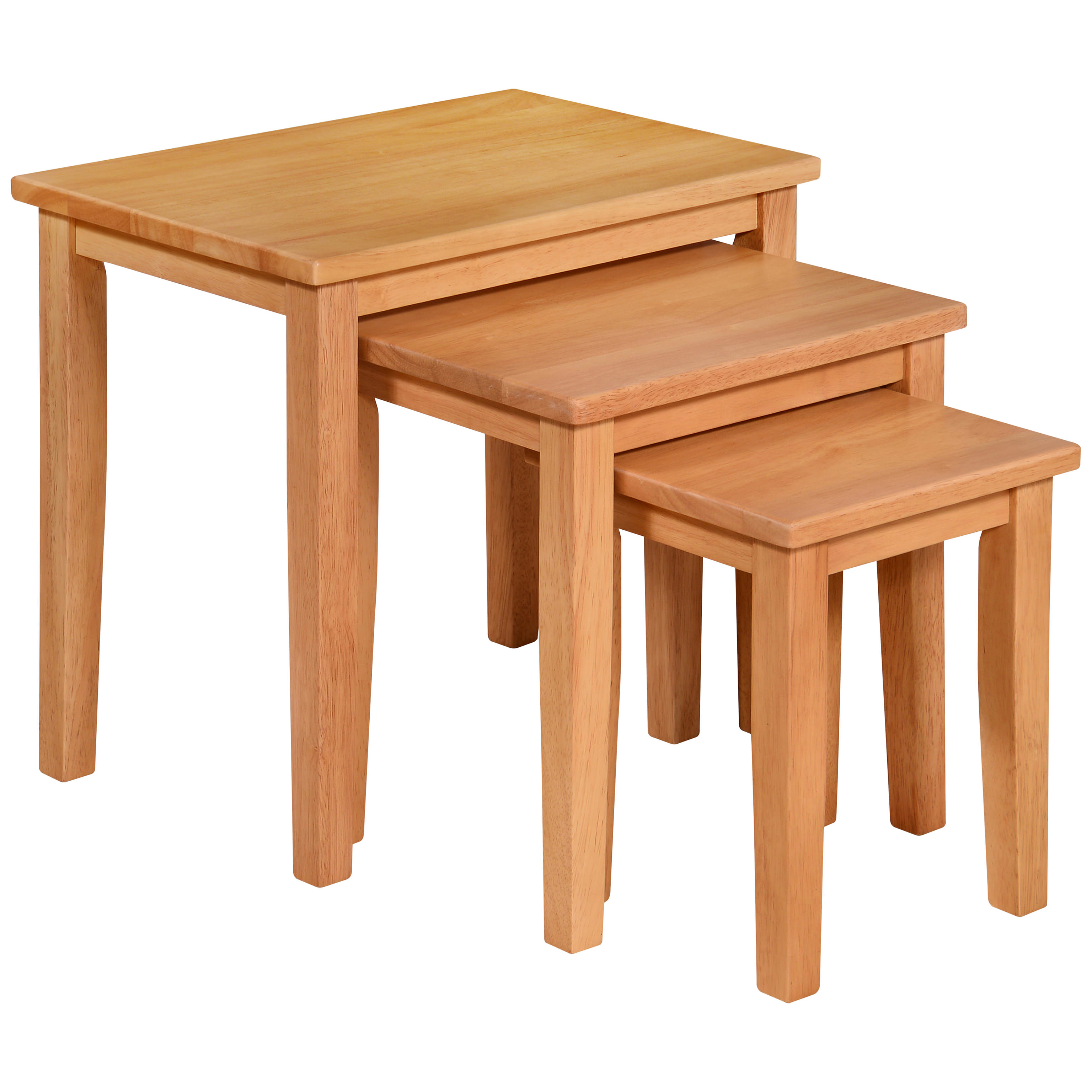 Oak Finish Nest Of 3 Piece Coffee End Lamp Side Table Set Description Oak Finish Nest Of Tables Constructed From Rubberwood This Set Side Or End Have Veneer And Would Fit Well In Any
