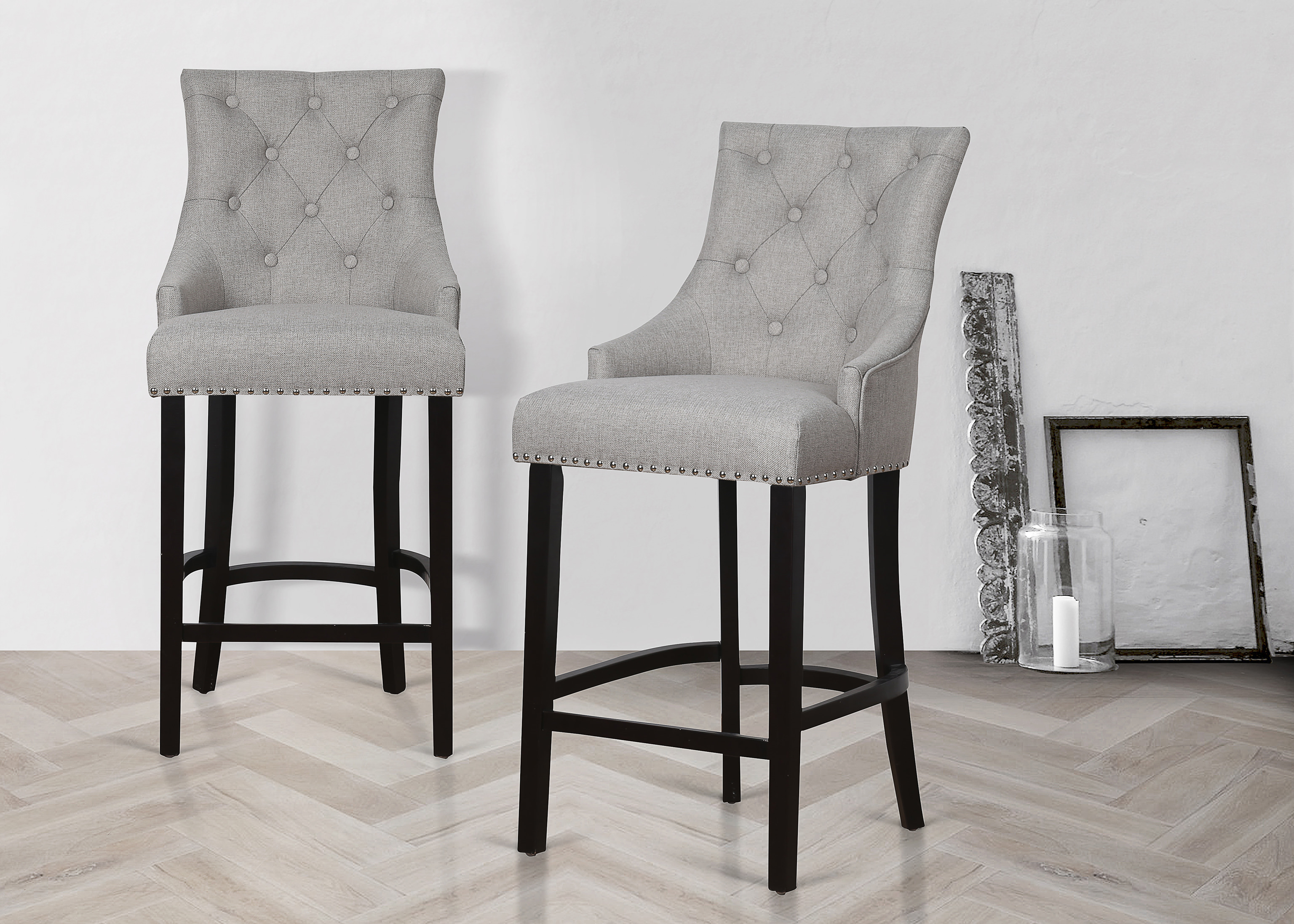 2x fabric kitchen breakfast bar stool seat barstool wheat grey ebay