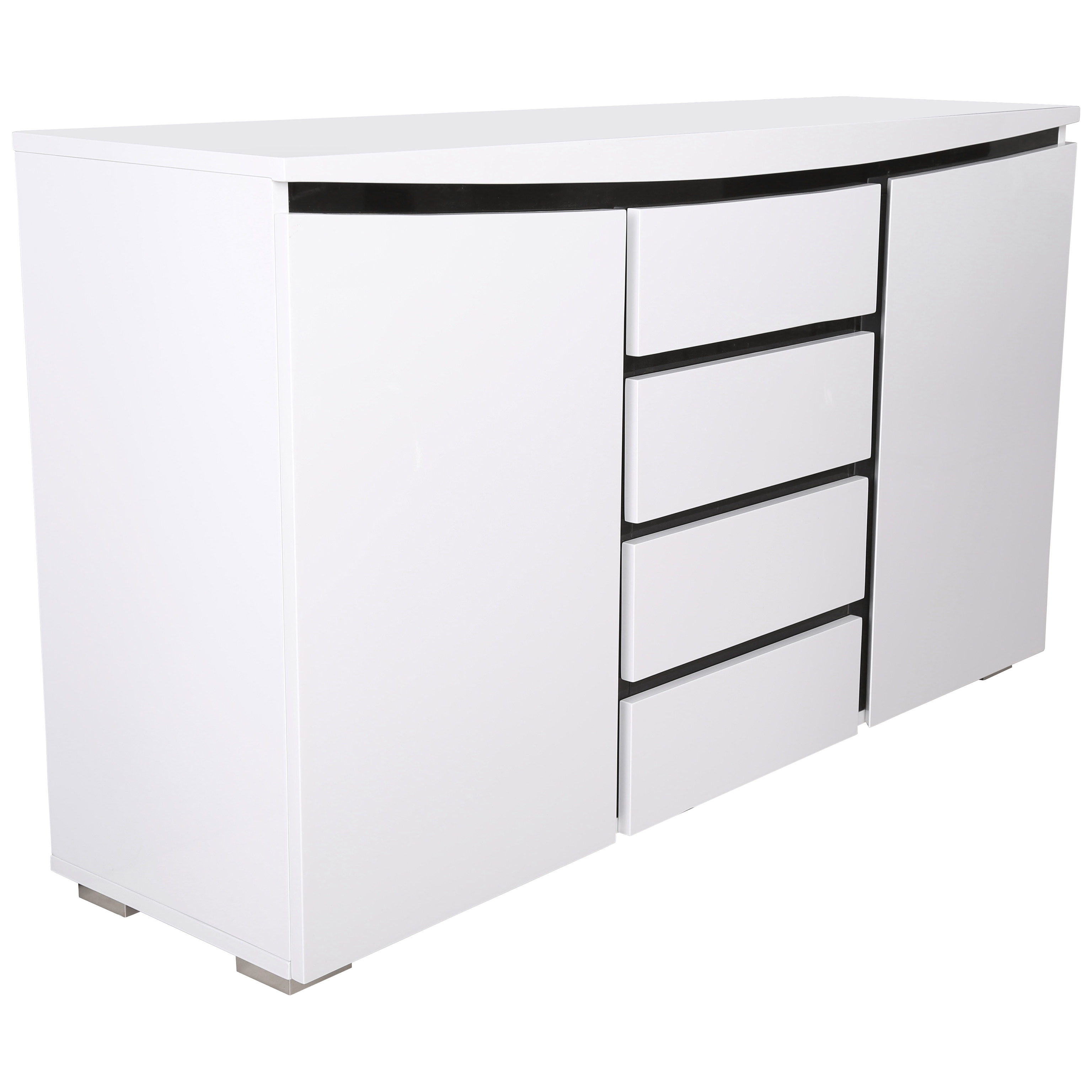 High Gloss White Finish Sideboard Cabinet Storage Cupboard Unit Buffet Ebay