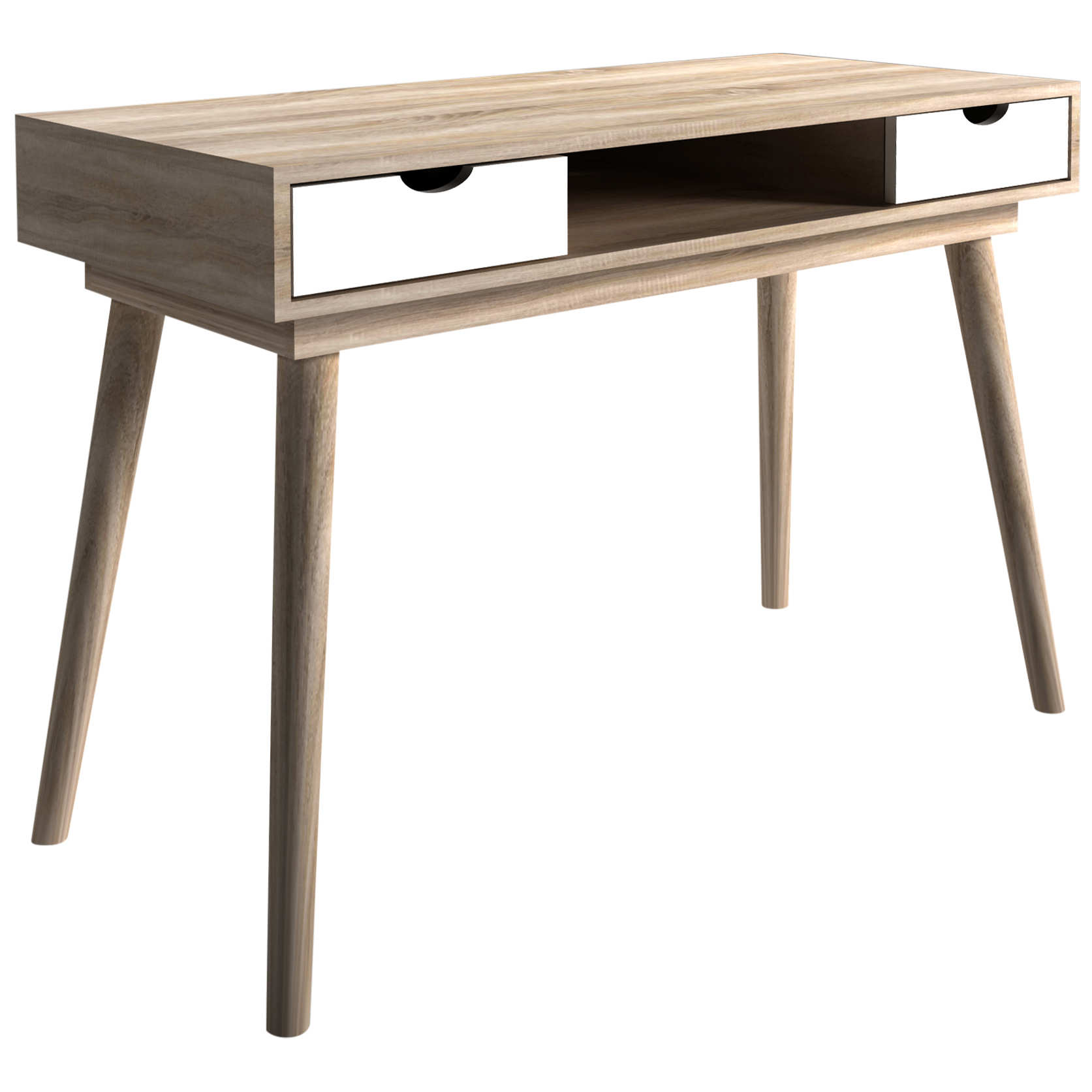 Oak White Finish Study Computer Laptop Pc Desk Table Home Office