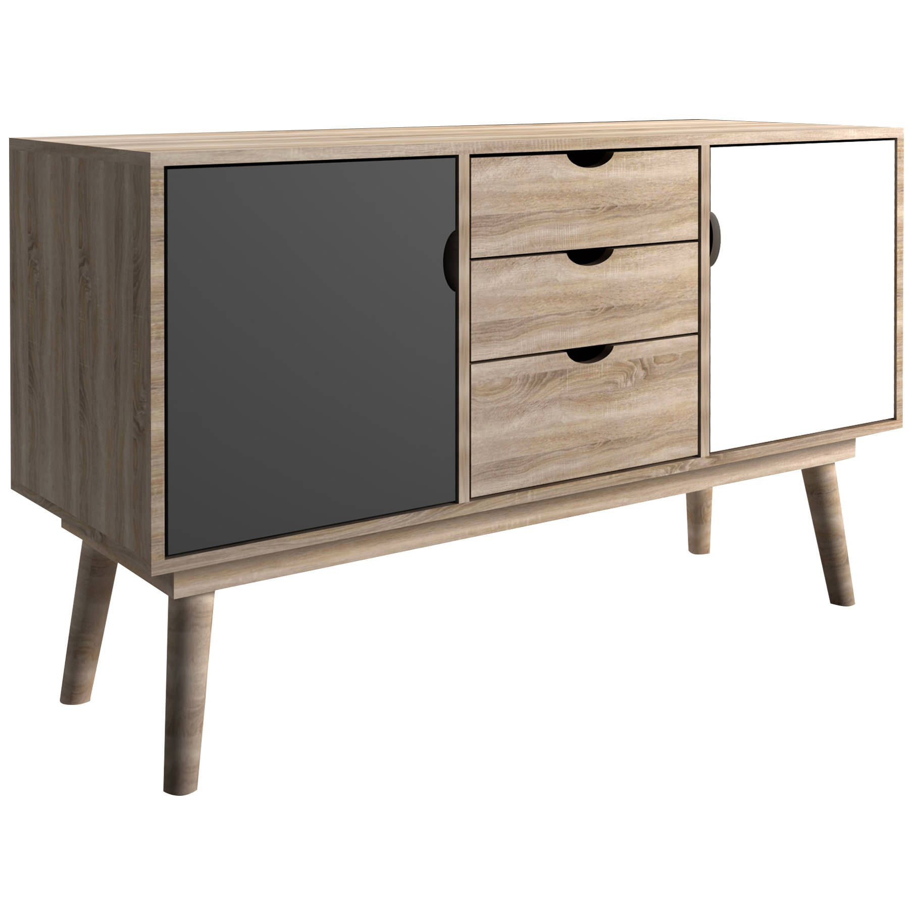 Oak Grey White Finish Sideboard Cabinet Storage Cupboard Unit