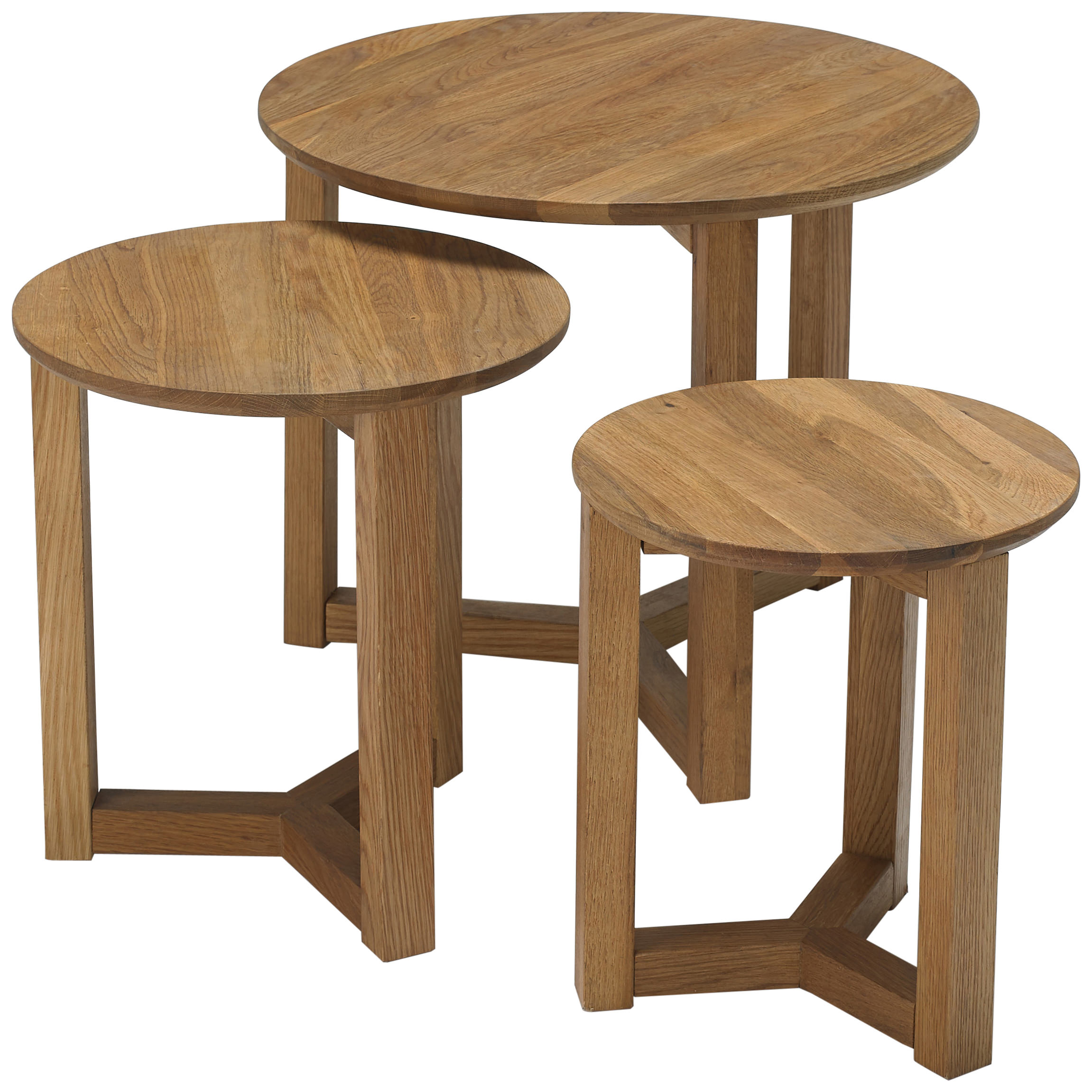 Solid Oak Coffee Table Nest Classic Oak Nest of 3 Coffee Tables