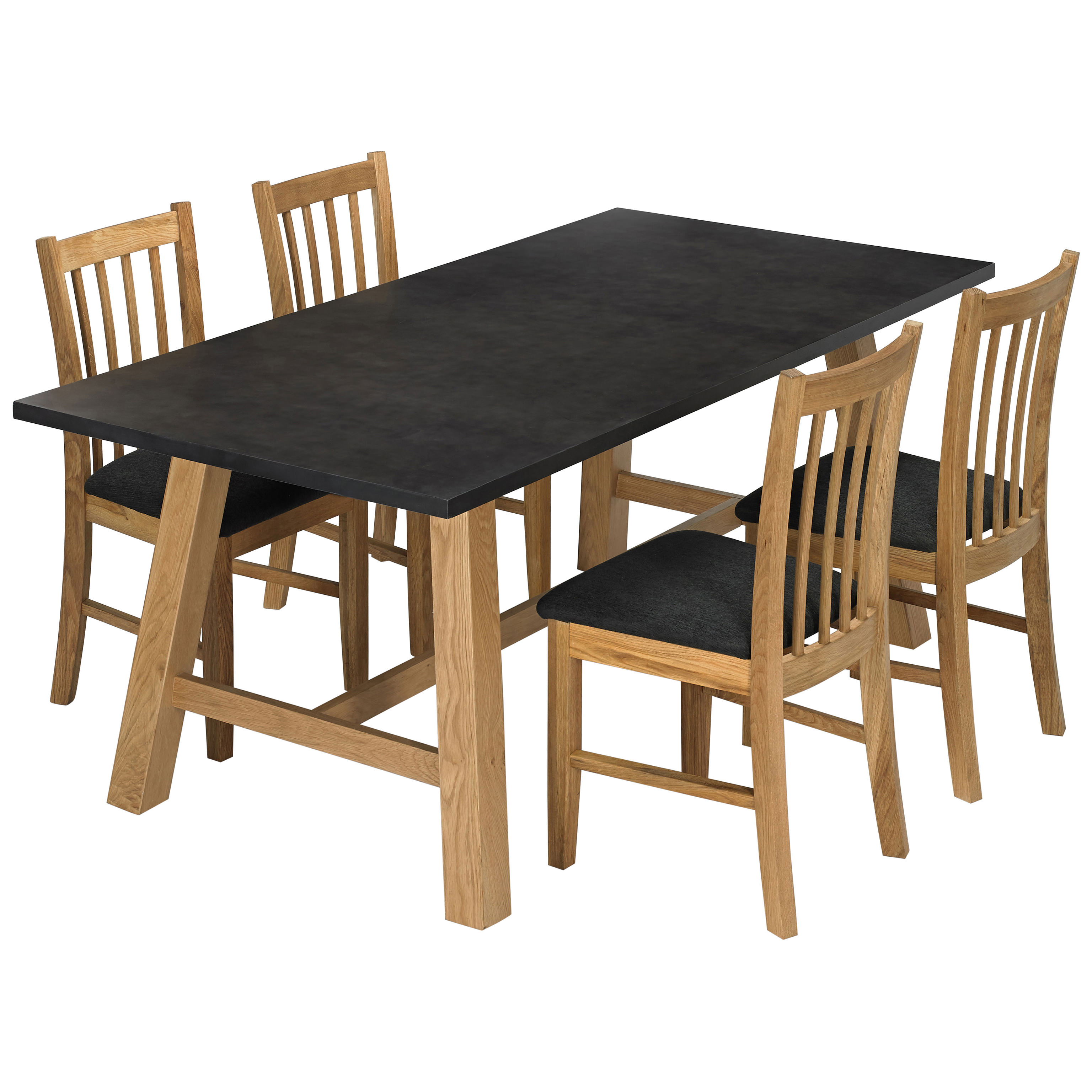 Dining Room Set Lewisham Oak Table With 6 Knightsbridge Chairs In Pearl Fabric For Sale EBay