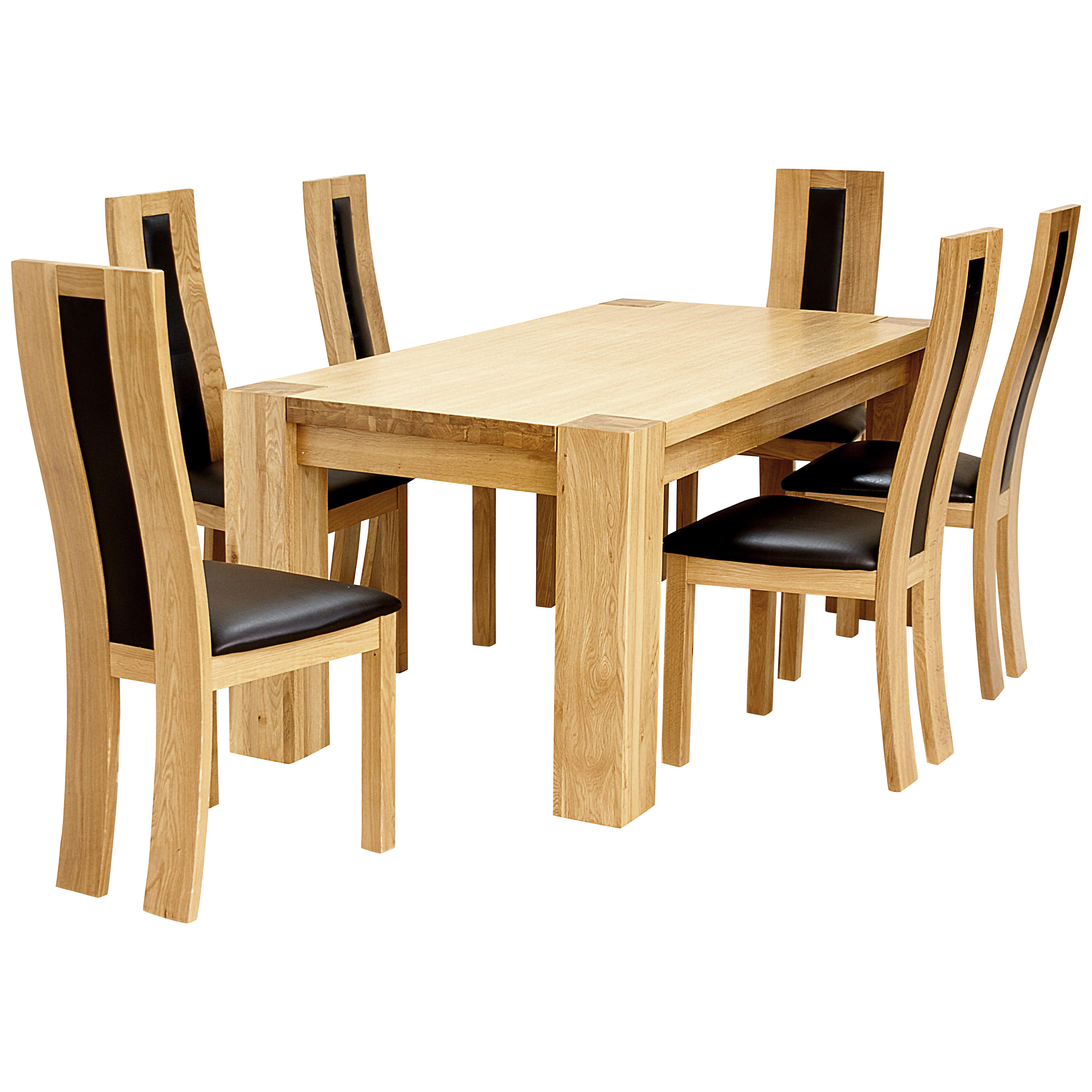 Solid Oak Wood Veneer Dining Table And Chair Set With 6 Seats Description Solid Oak Wood Veneer Dining Table And Chair Set With Pu Leather Seat Pads This Rectangle Has A Light Finish Would Suit