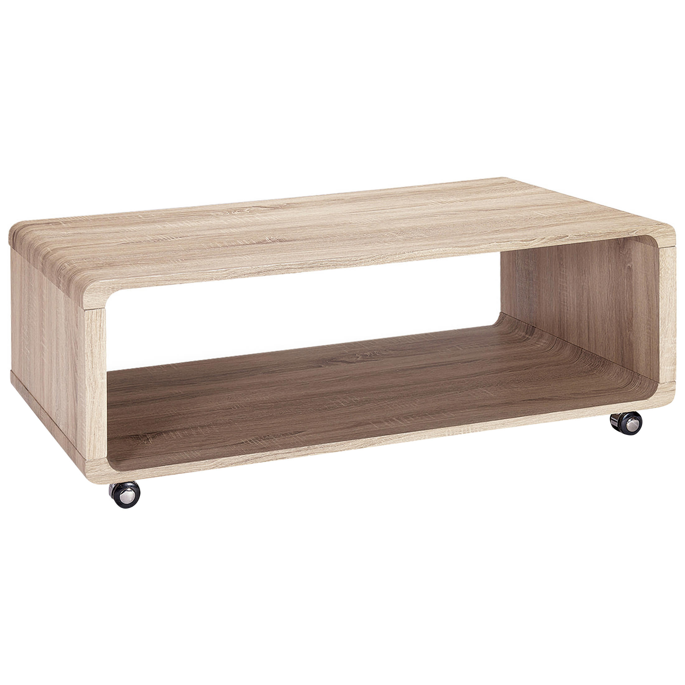 Natural Wood Finish Rectangle Coffee Table With Shelf Description Natural Wood Finish Coffee Table With Castor Wheels And An Under Shelf This Rectangle Will Suit Any Modern Or Contemporary