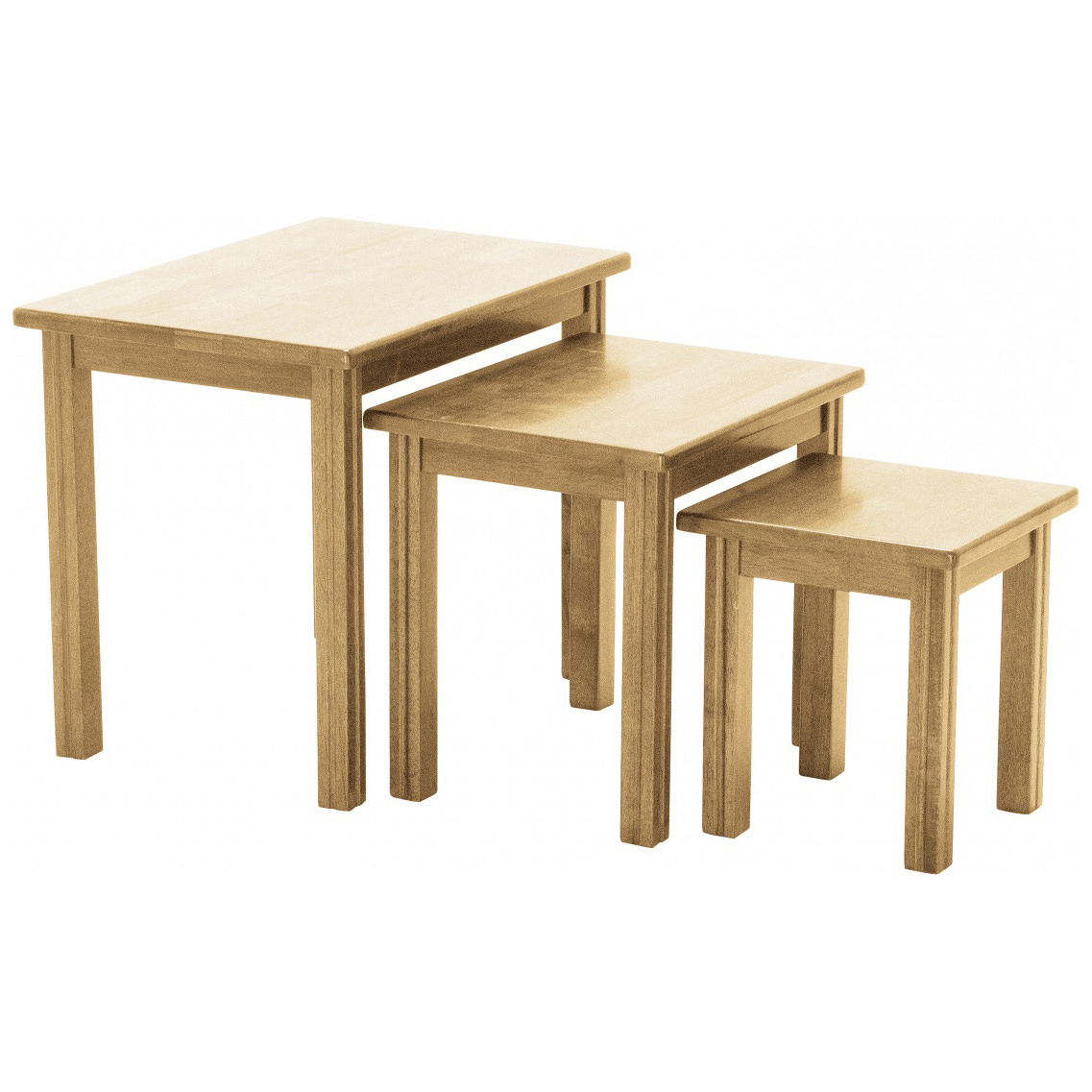 Natural Wood Finish Nest Of 3 Piece Coffee End Lamp Side Table Set Description Natural Wood Finish Nest Of Tables Constructed From Solid Rubberwood This Set Side Or End Would Look Great In Any Traditional Themed