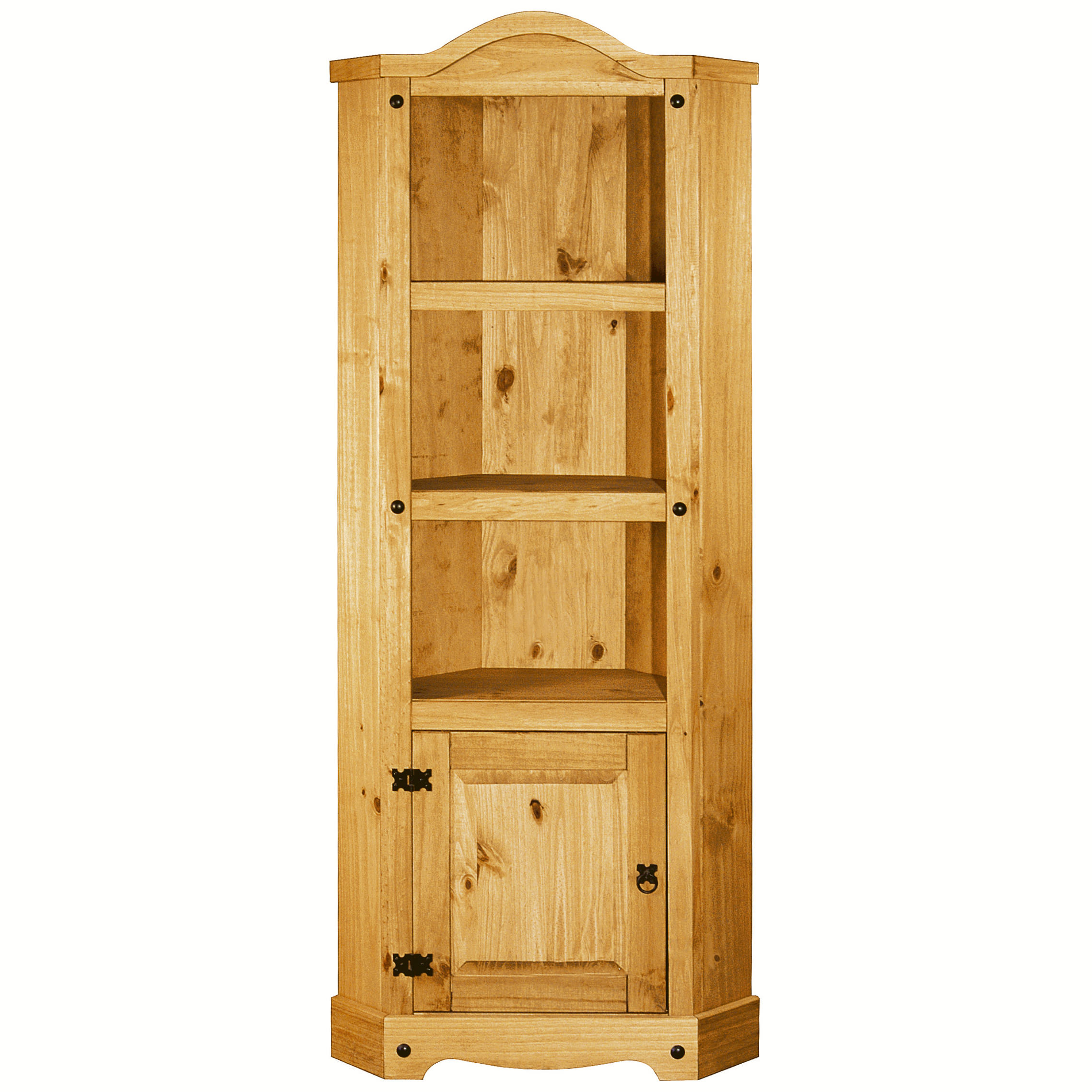 Solid Pine Light Wax Finish Corner Storage Display Cupboard