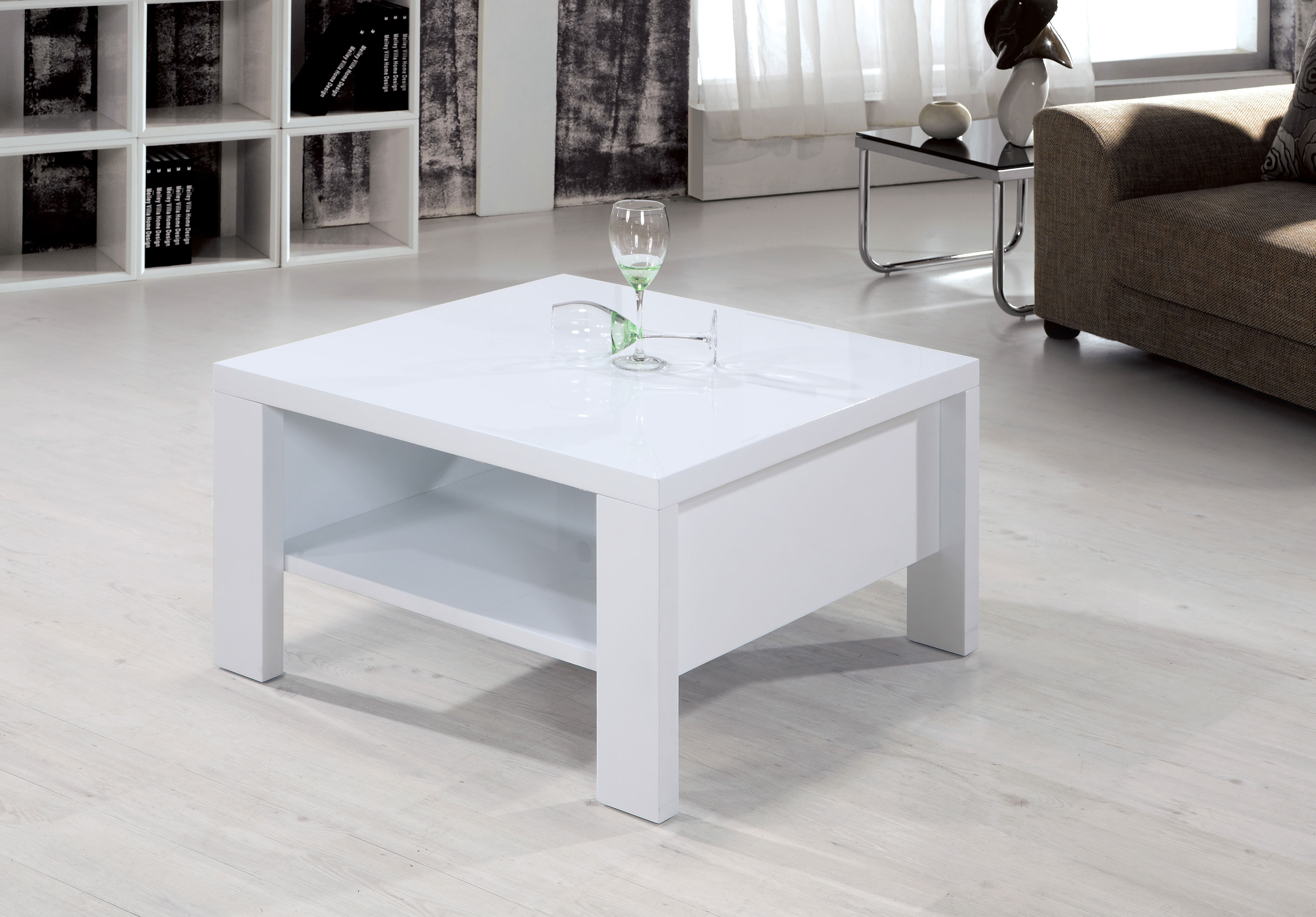 High Gloss White Square Coffee Table With Shelf EBay - High Gloss White Square Coffee Table With Shelf EBay