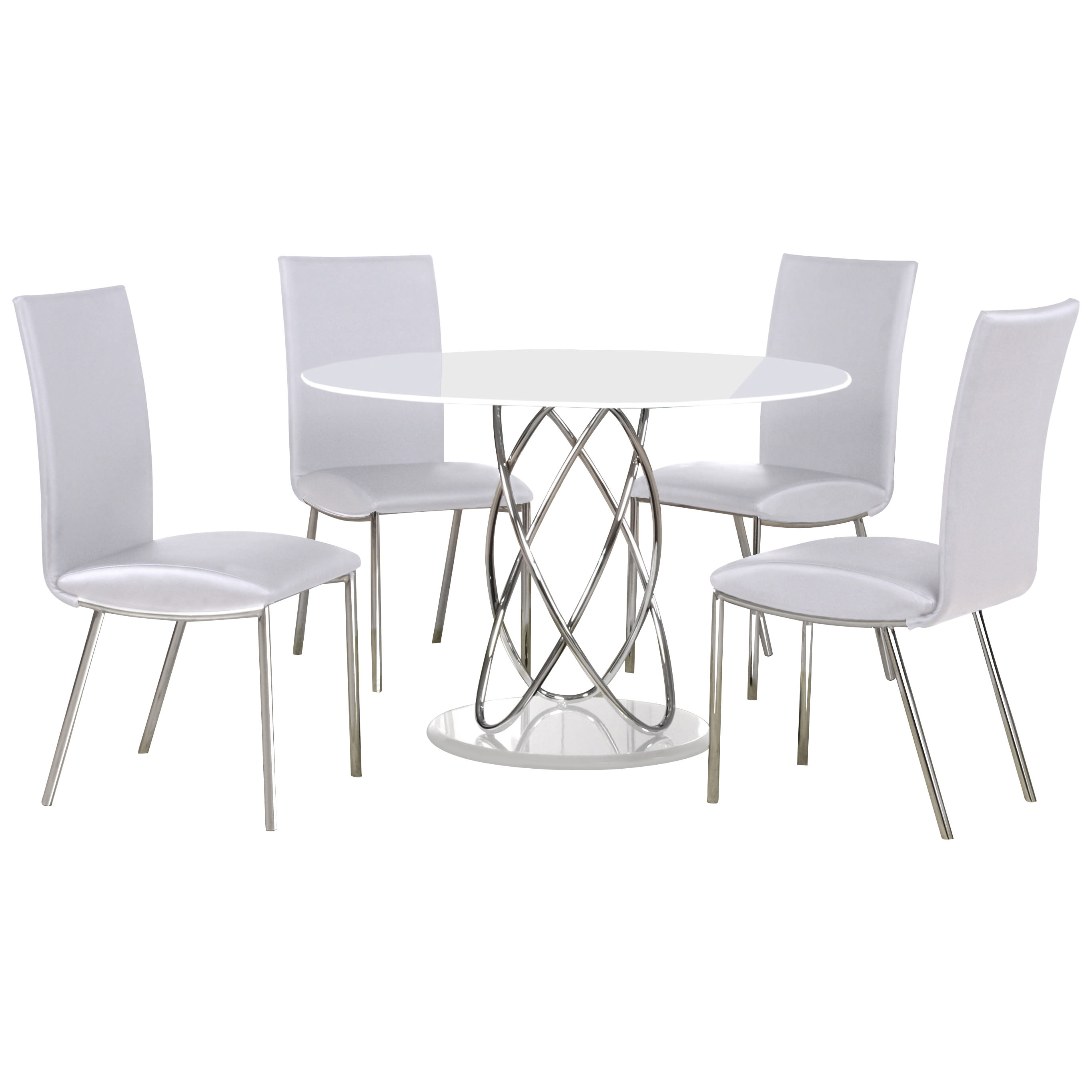 Chrome Glass Round Dining Table And Chair Set With 4 Seats Clear Chrome Amp Glass Round Dining Table And Chair