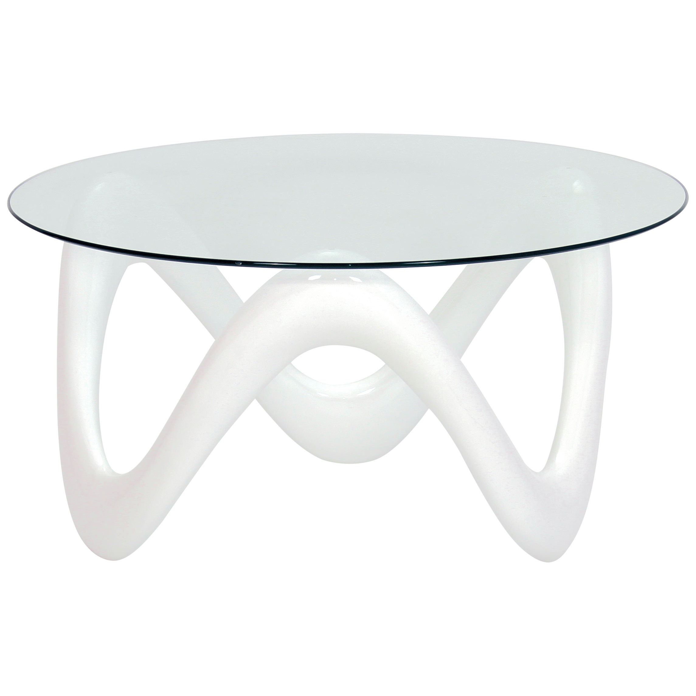 High Gloss Fibre Glass Clear Round Coffee Table | Black ...