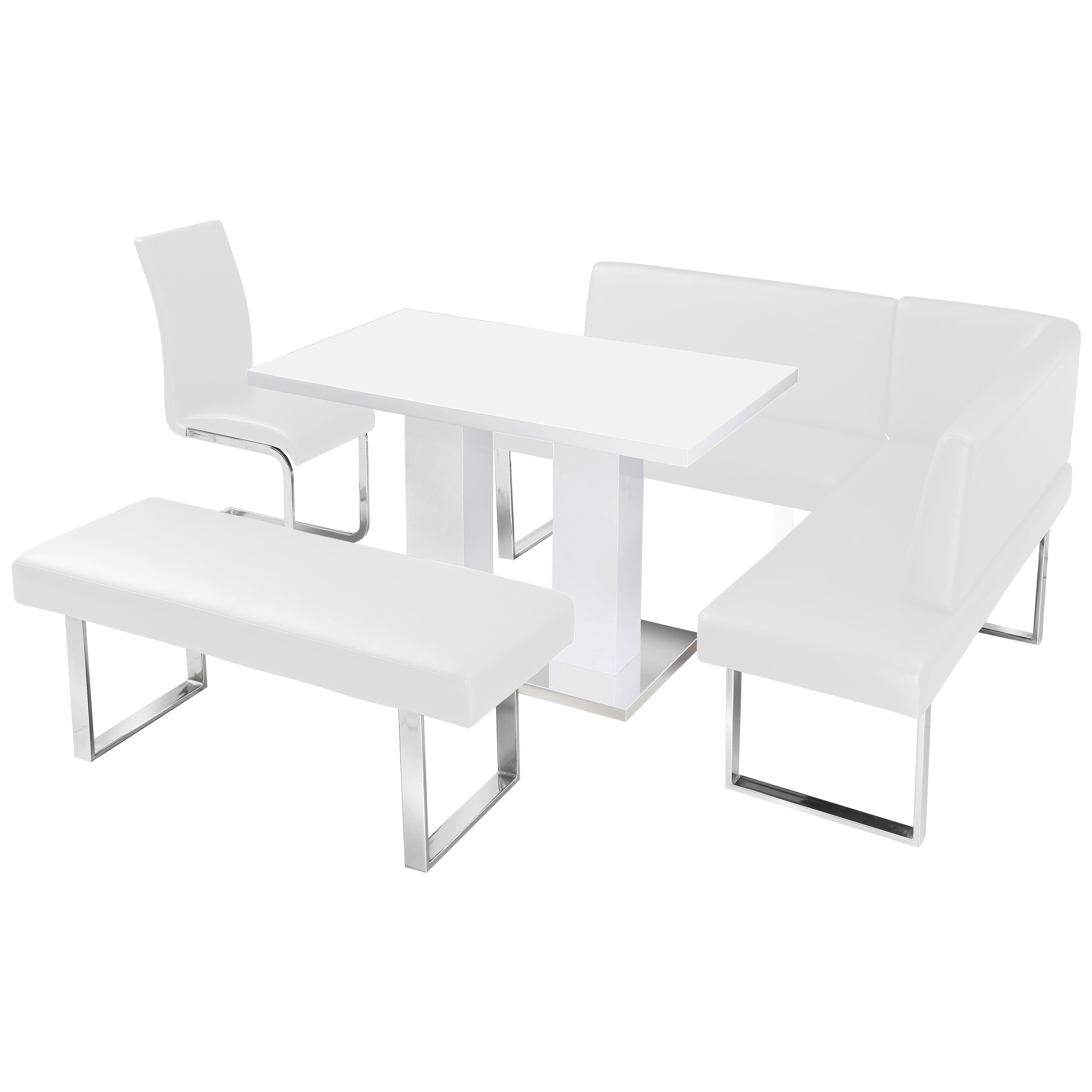 details about high gloss dining table and chair set with corner bench  1  seat  black white