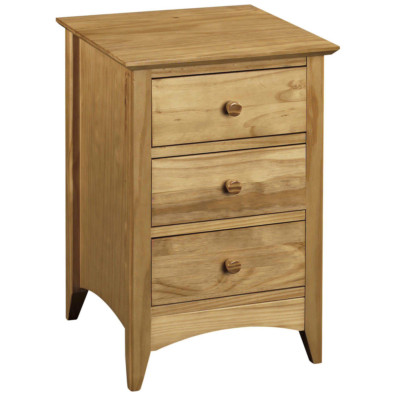Solid Pine Finish Bedside Cabinet Bedroom End Lamp Table 3 Drawer