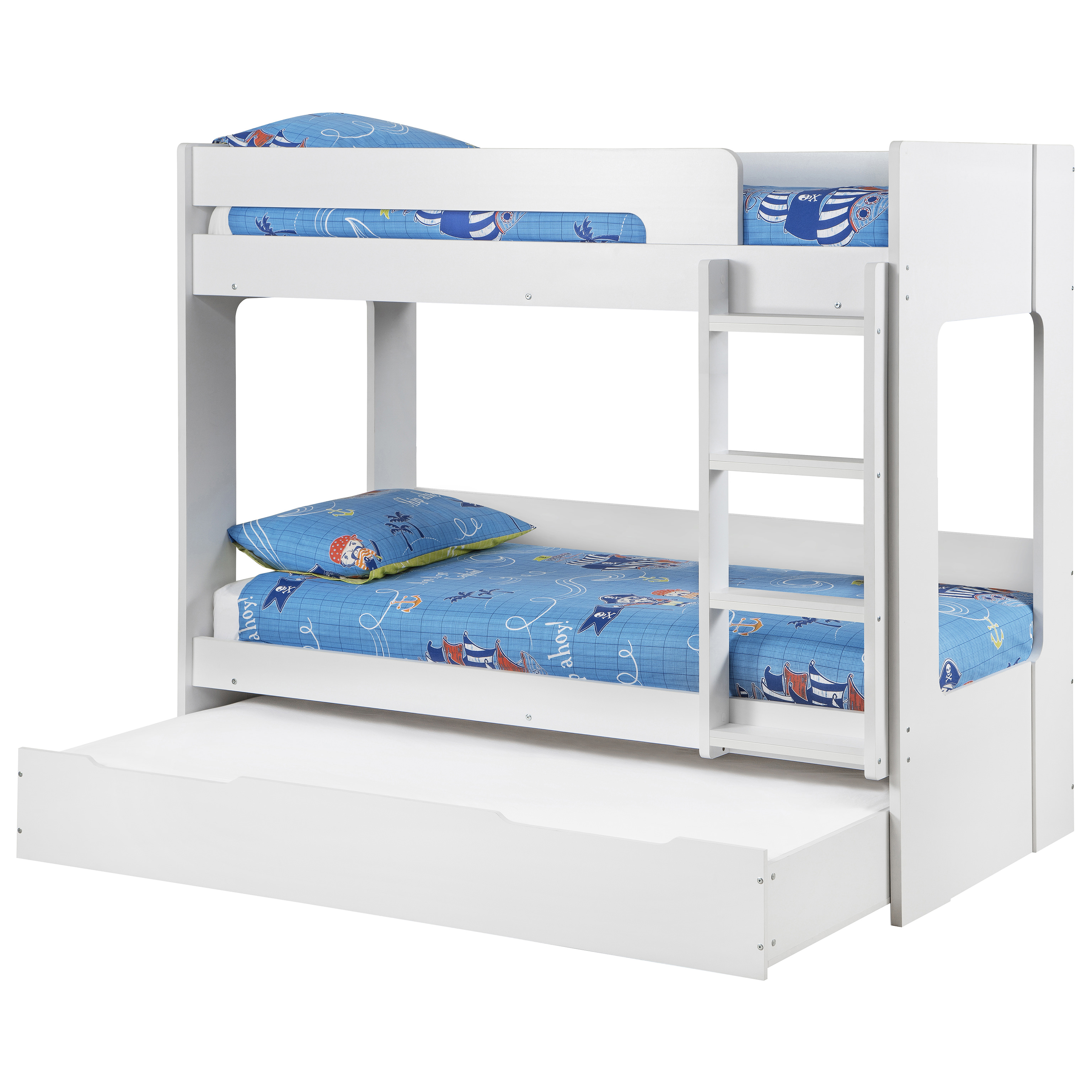 White Bunk Bed Frame With Guest Trundle Underbed Drawer Storage White Bunk Bed Frame With Guest Trundle