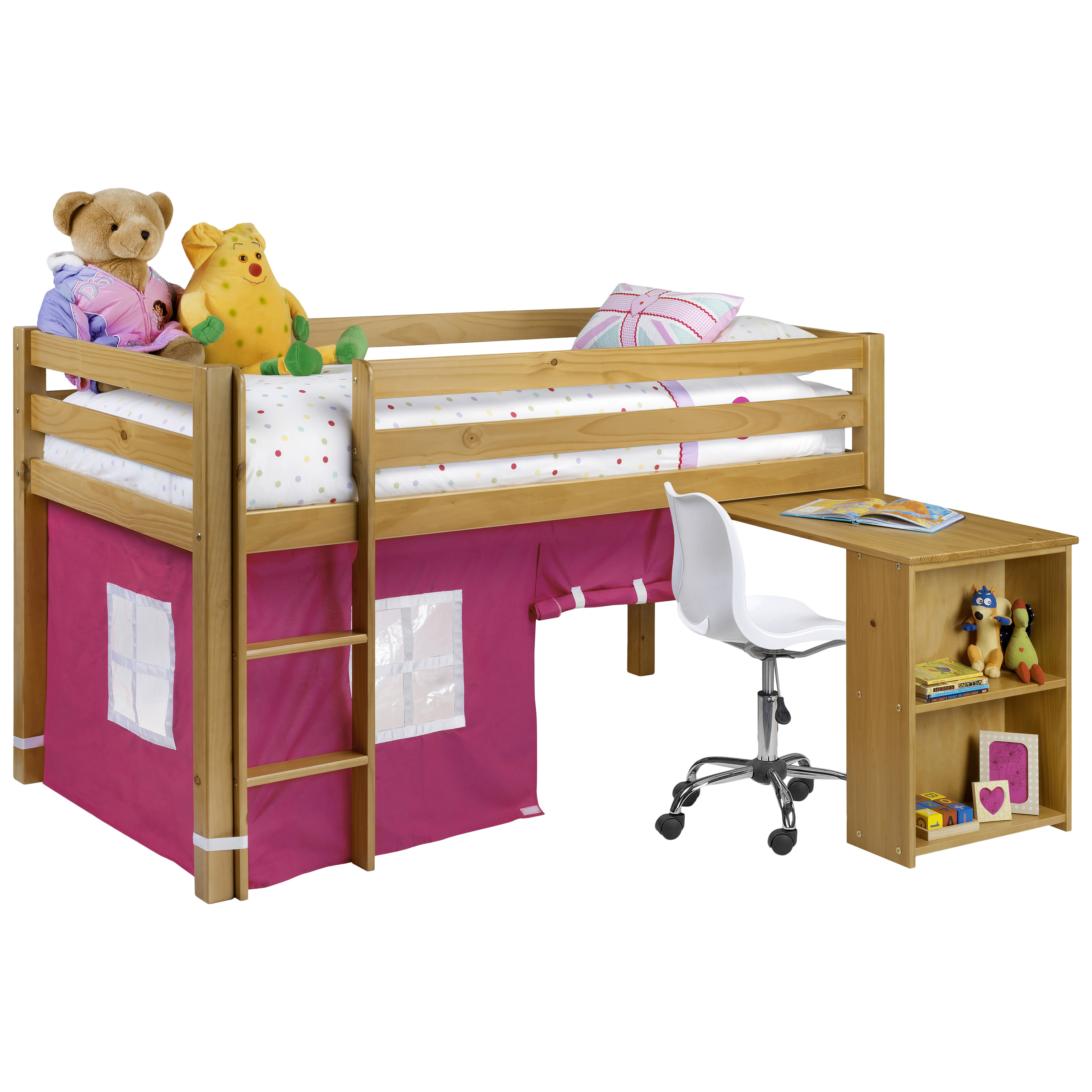 Pine Childrens Kids Cabin Bed Frame Midi Sleeper Single 3ft