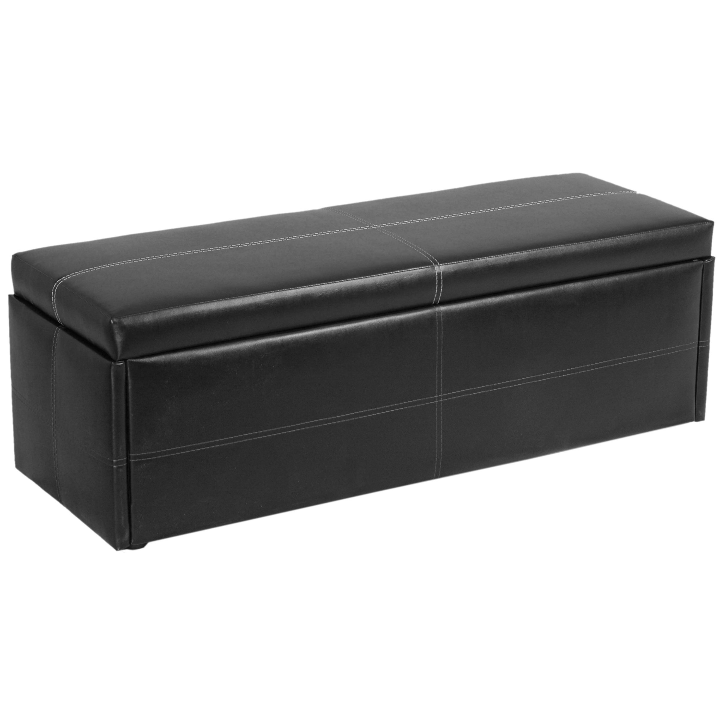 Faux Leather Ottoman Storage Stool Blanket Toy Box Black Brown Faux Leather Ottoman Storage Stool Blanket Toy Box