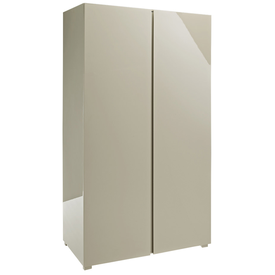 High Gloss 2 Door Hanging Fitted Wardrobe Stone Grey Cream White
