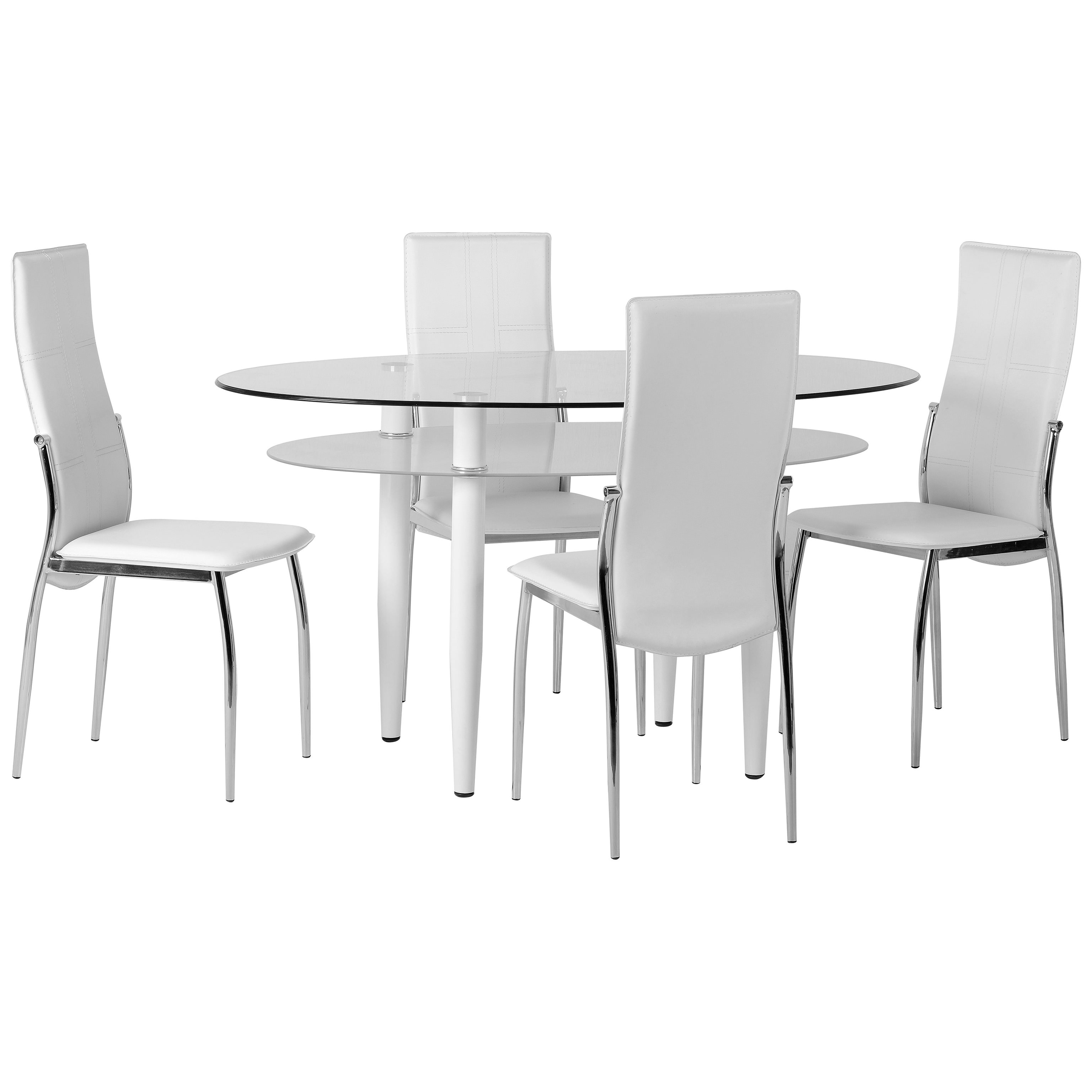 Clear Glass Oval Dining Table And Chair Set With 4 Leather Seats Clear Amp Glass Oval Dining Table And Chair