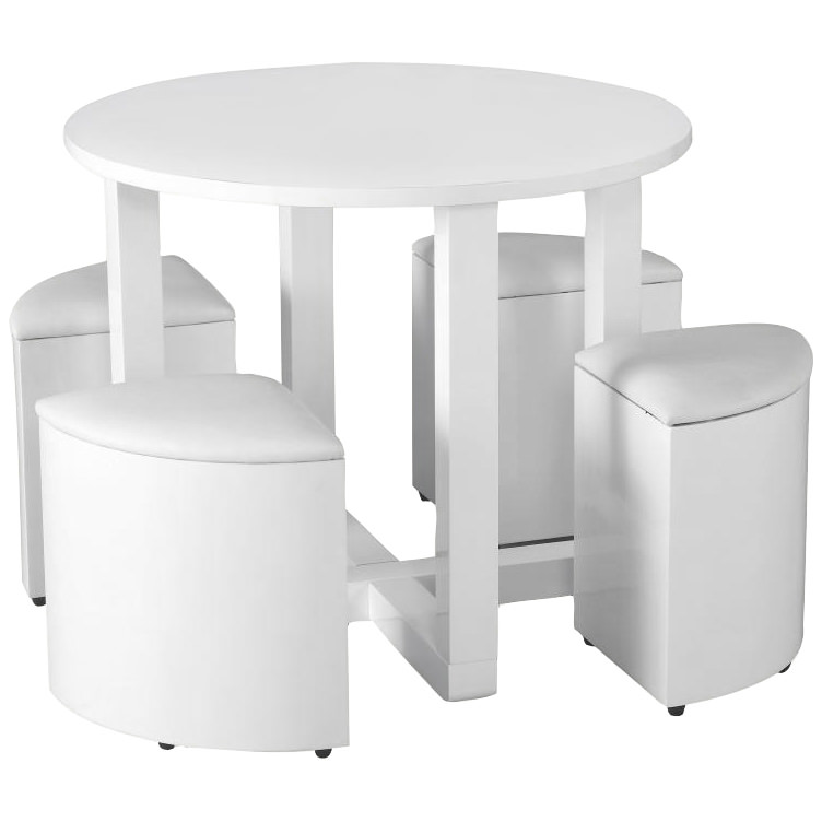 High Gloss Round Dining Table And Chair Set With 4 Leather Seats High Gloss Round Dining Table And Chair Set