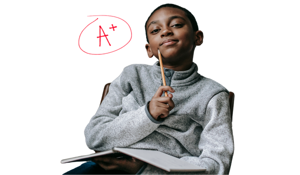 Happy child with improved grades