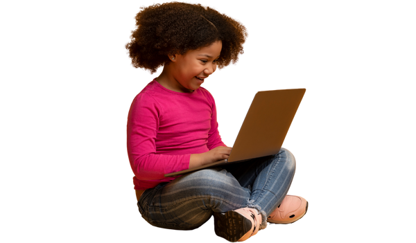 Child enjoying an online lesson