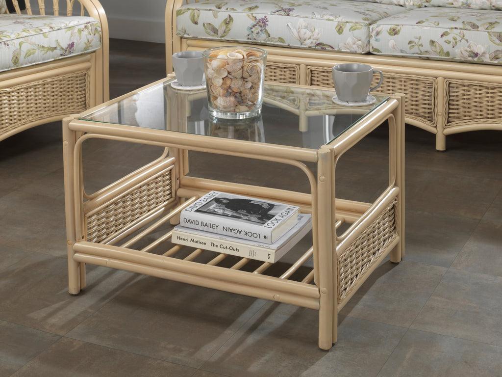 Luxury Glass Top Cane Table