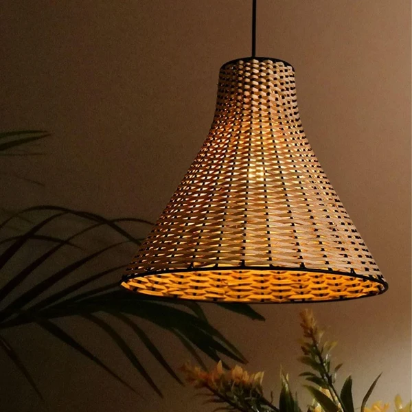 Handwoven Conical Cane Lamp Shade