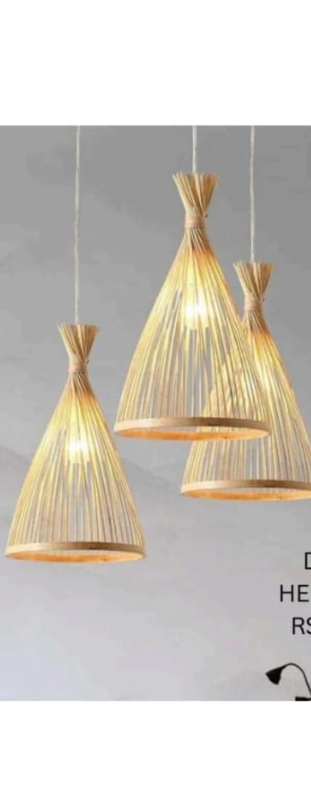 Rustic Teardrop Tied Cane Lamp