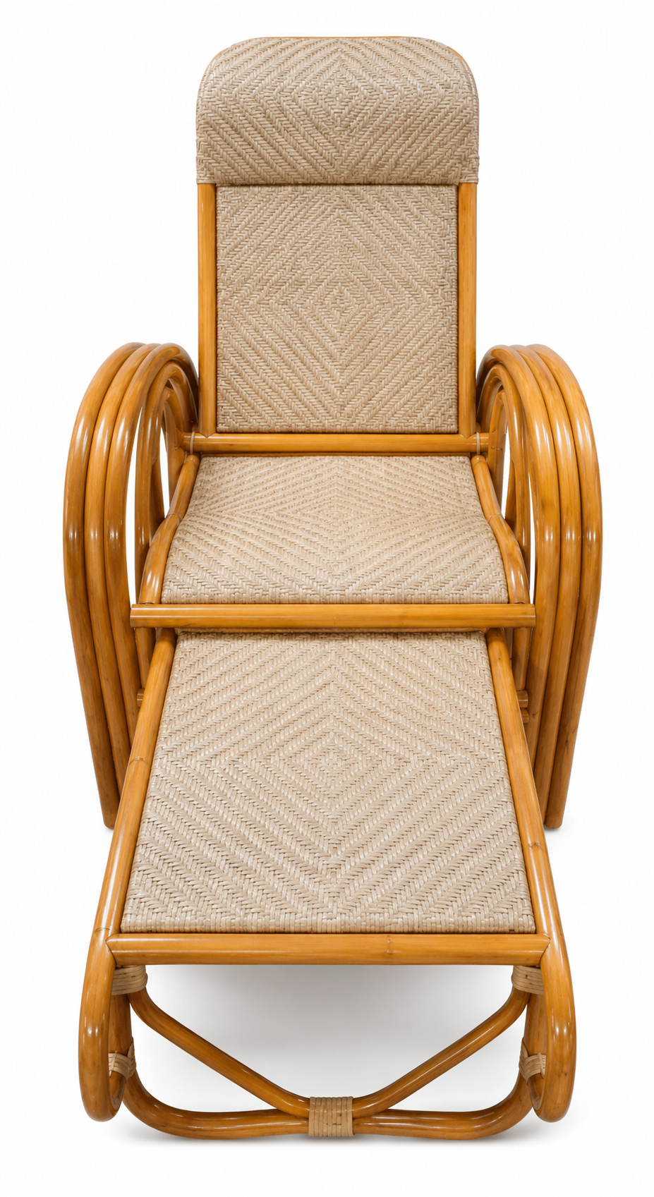 Vintage Colonial Cane Lounger with Leg Rest