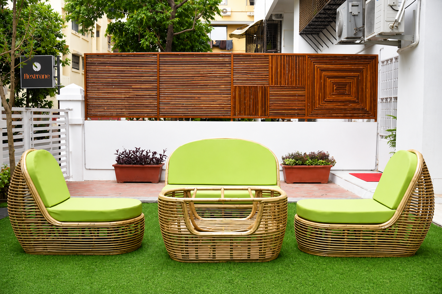 Tropicana Curved Cane Lounger Sofa Set