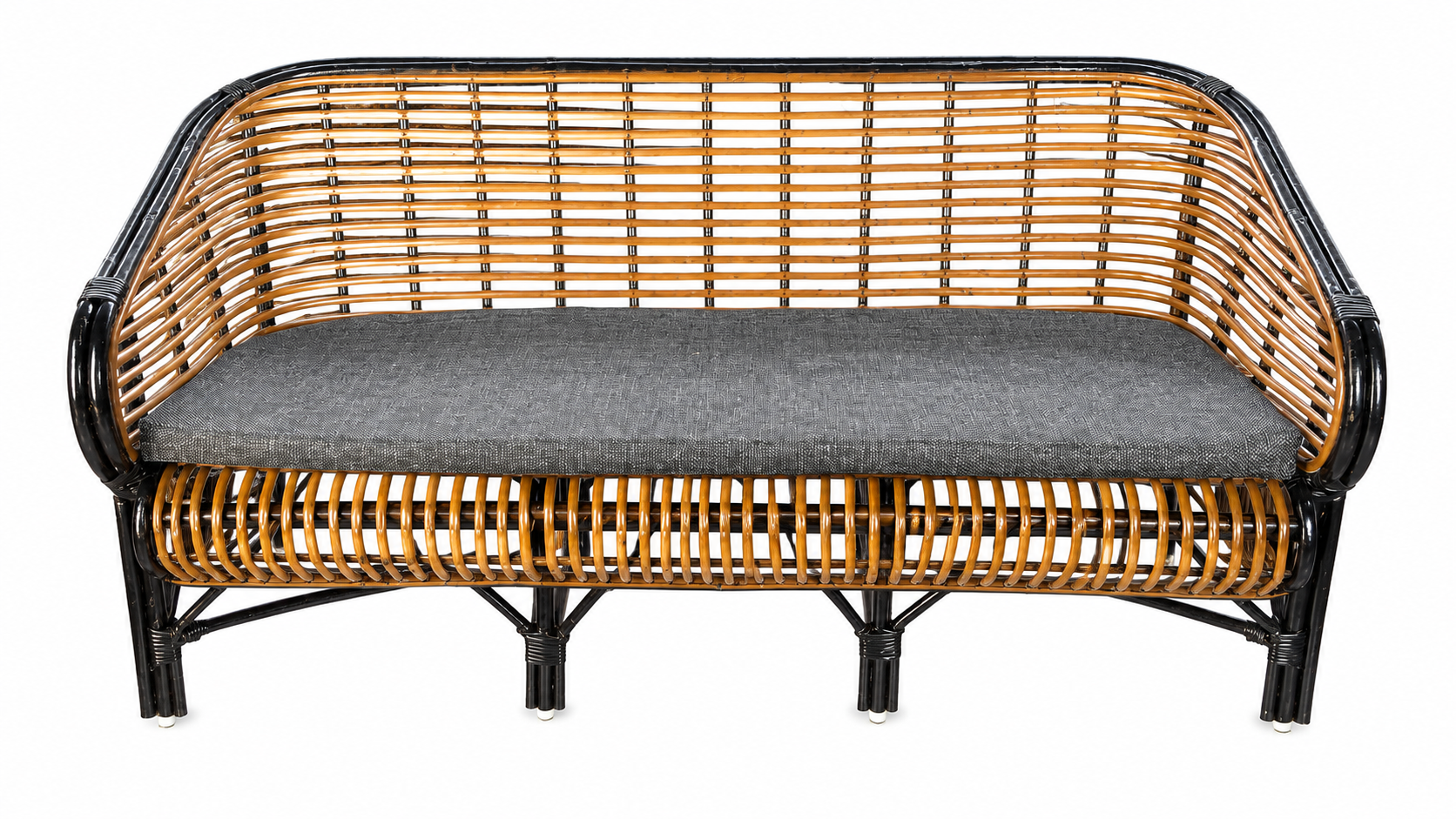 Onyx Edge Horizontal Ribbed Cane Sofa (3-Seater)