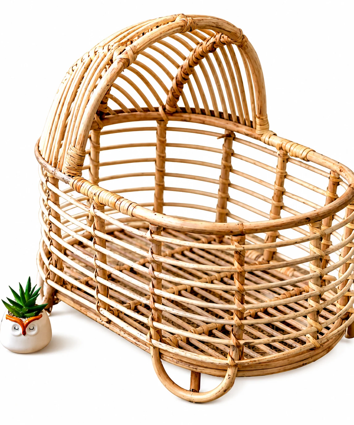 Luxury Handcrafted Cane Baby Bassinet Photography Prop