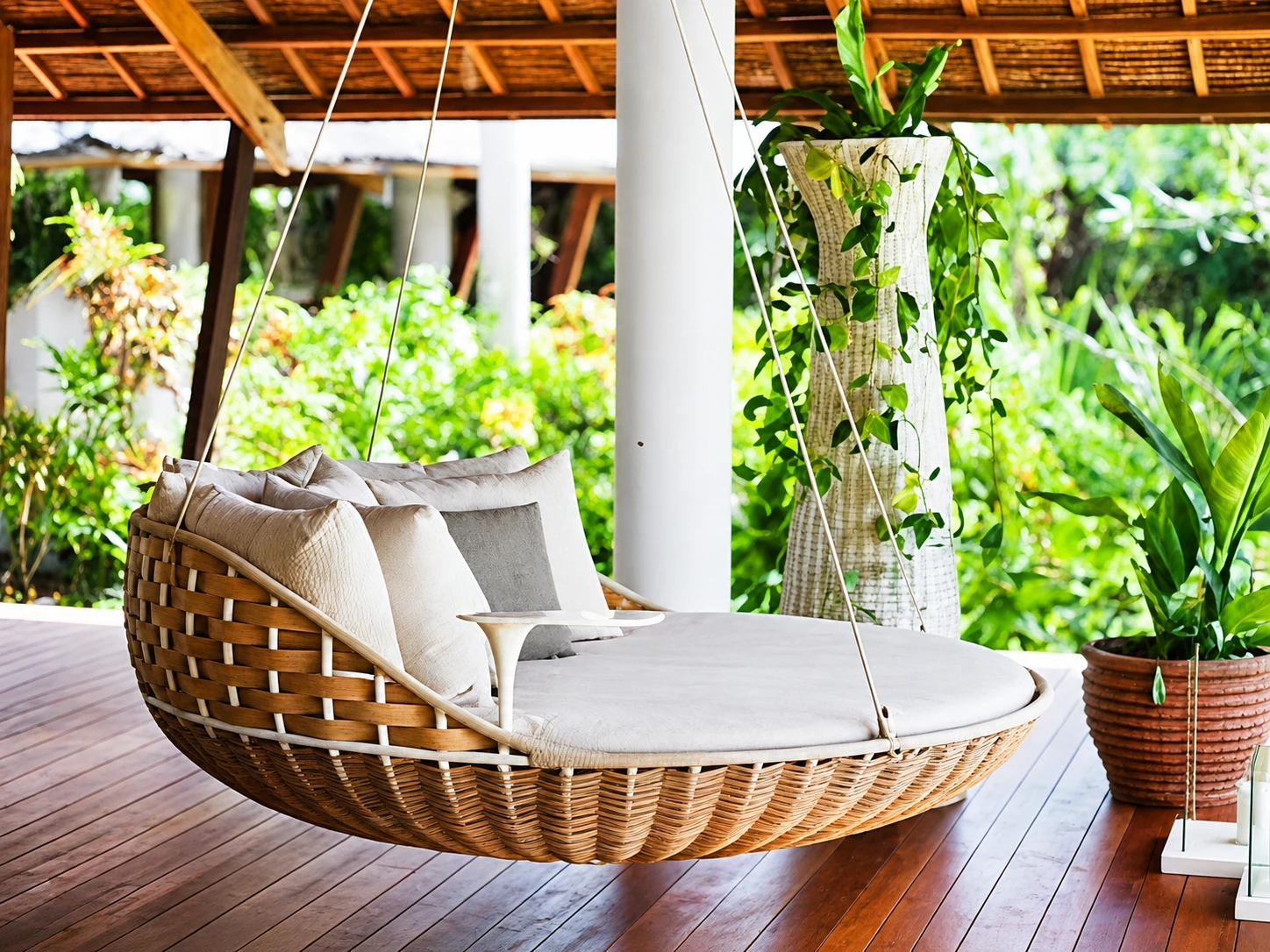 Luxury Hanging Woven Cane Pod Swing