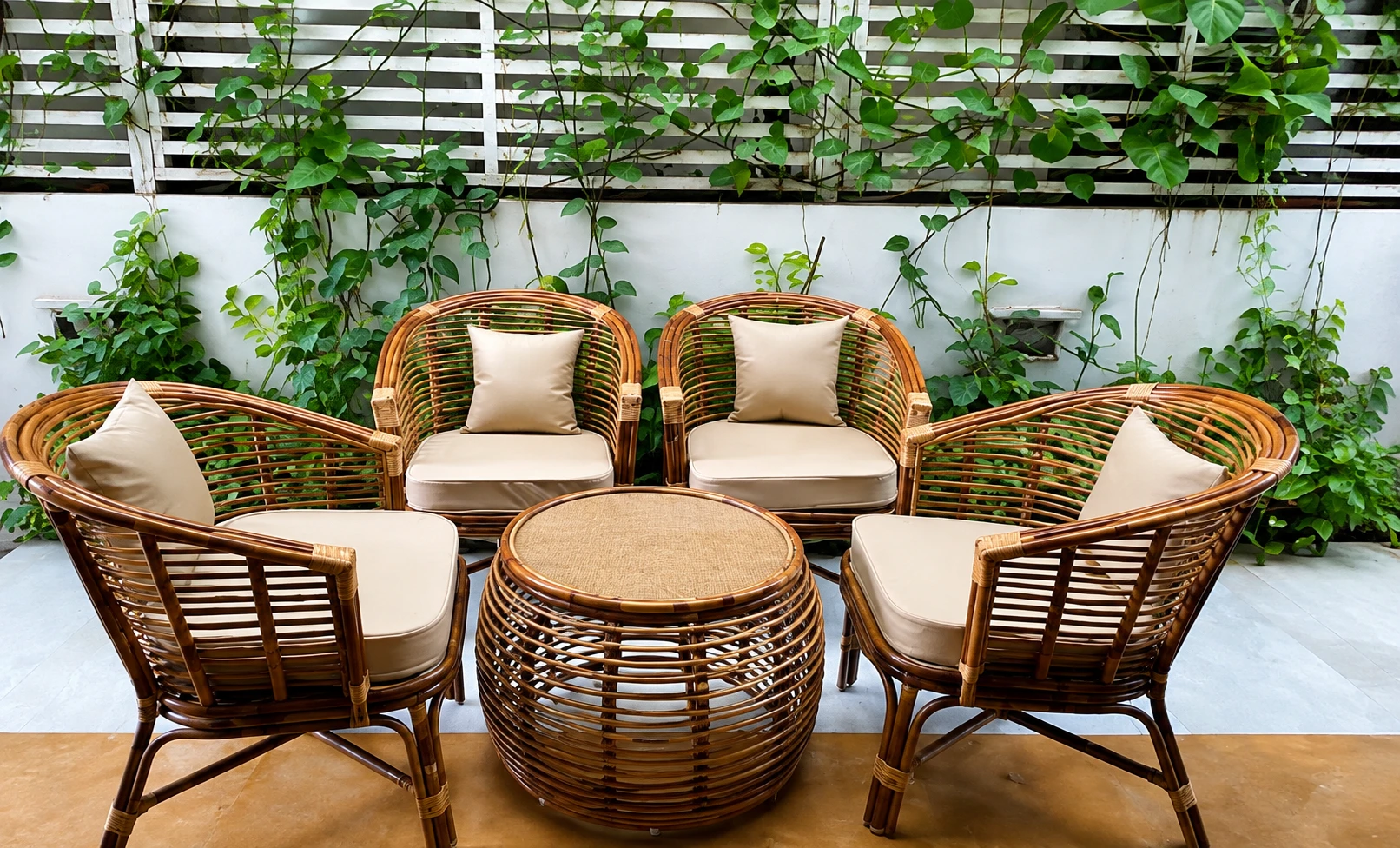 Modern Woven Cane Cafe & Patio Set