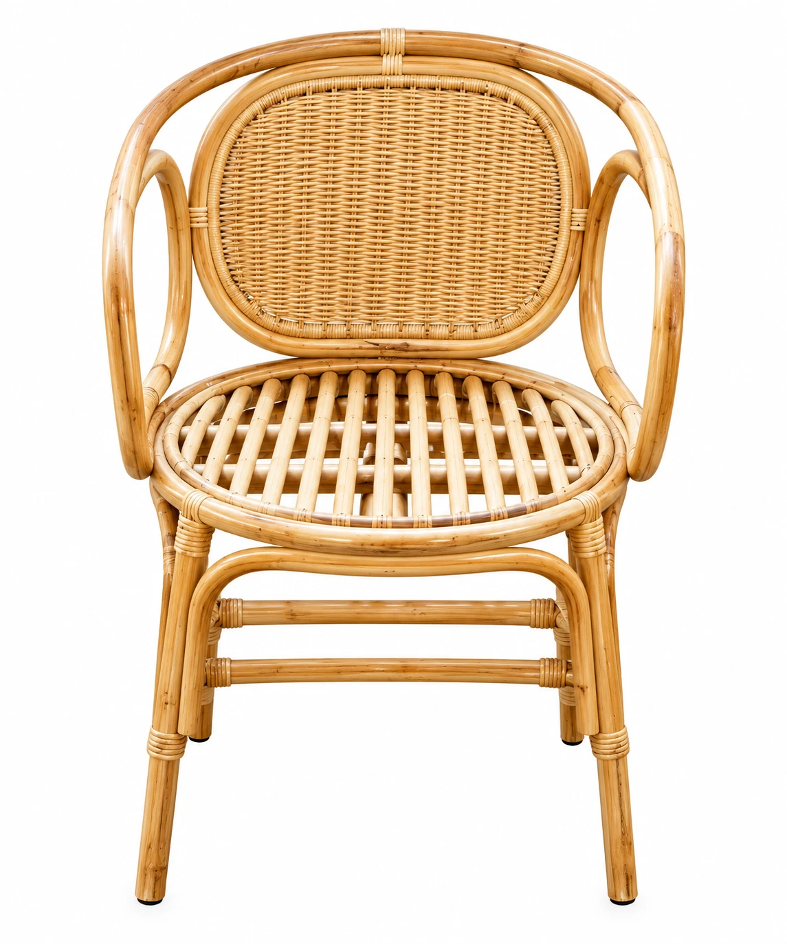 Oval Backrest Woven Cane Accent Chair