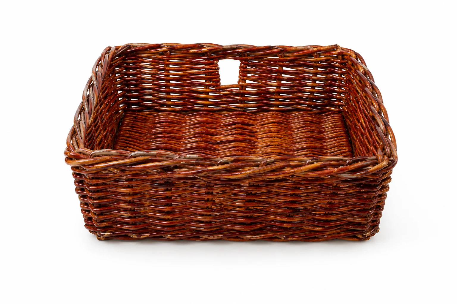 Rectangular Woven Storage Basket with Handles