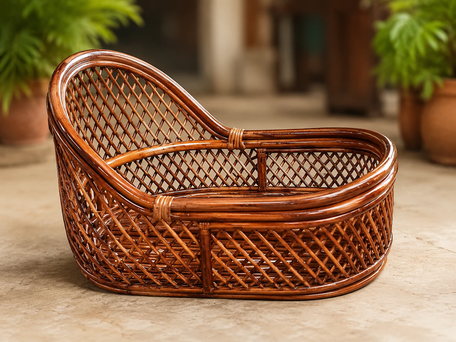 Handcrafted Premium Cane Baby Cradle