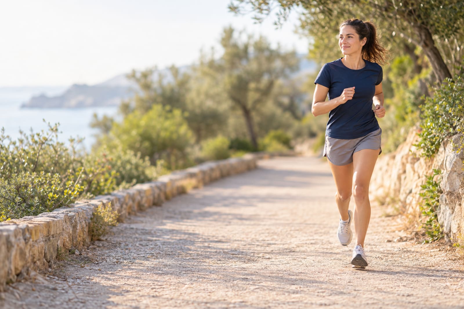 Young woman running outdoors