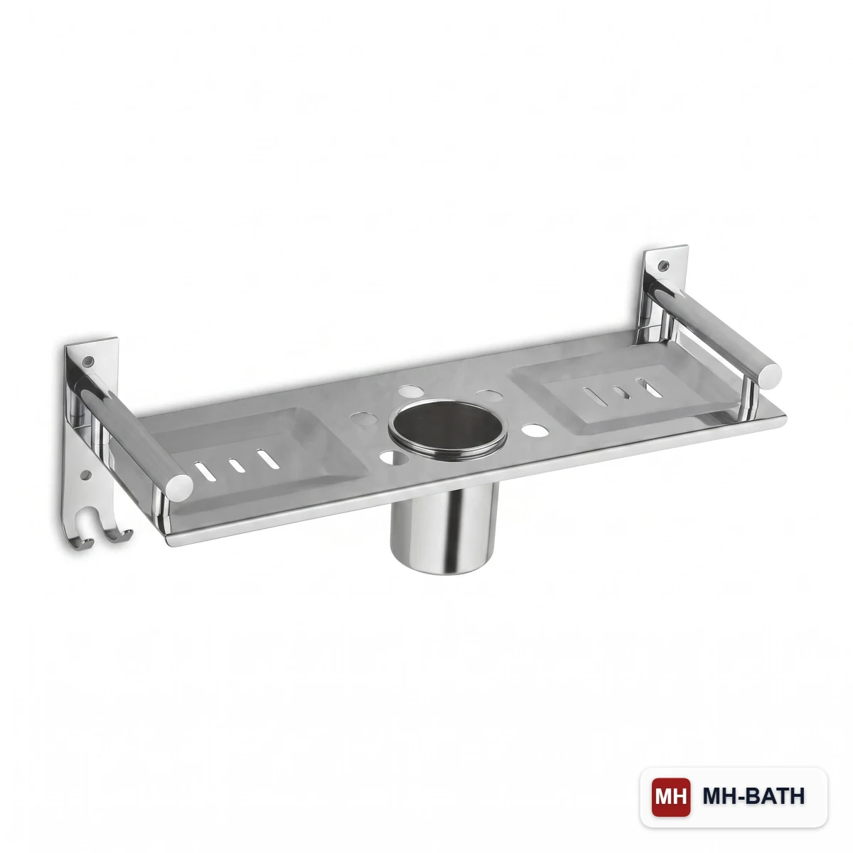 SS Round Soap Dish Shelf wih Tumbler 