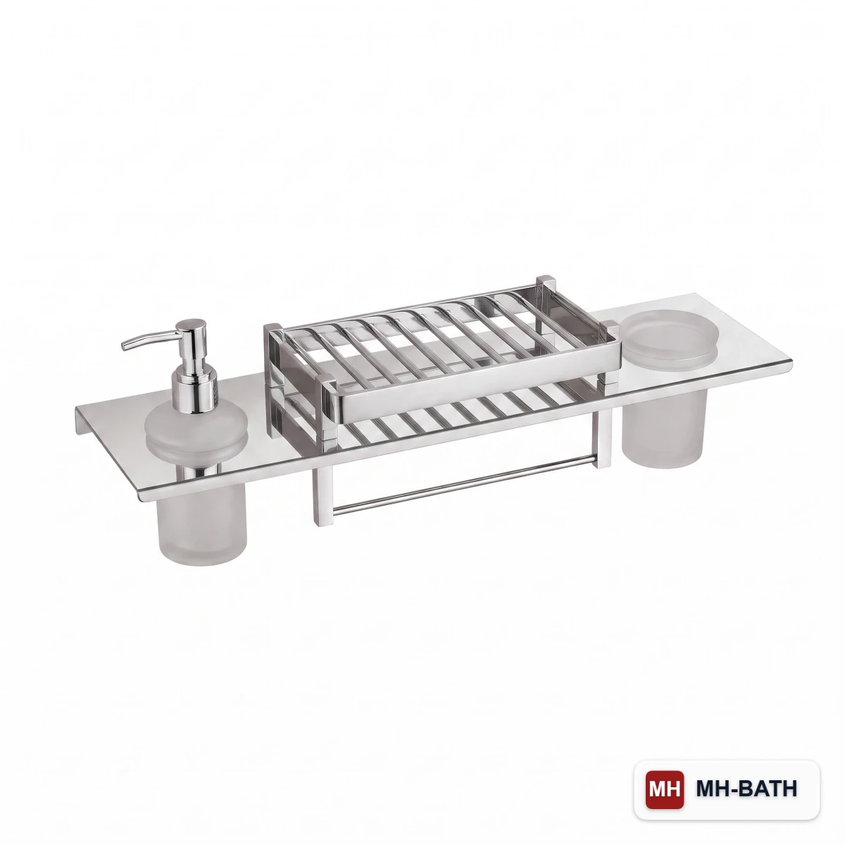 Glass 4 in 1 Shelf - Liquid Soap Dispenser 